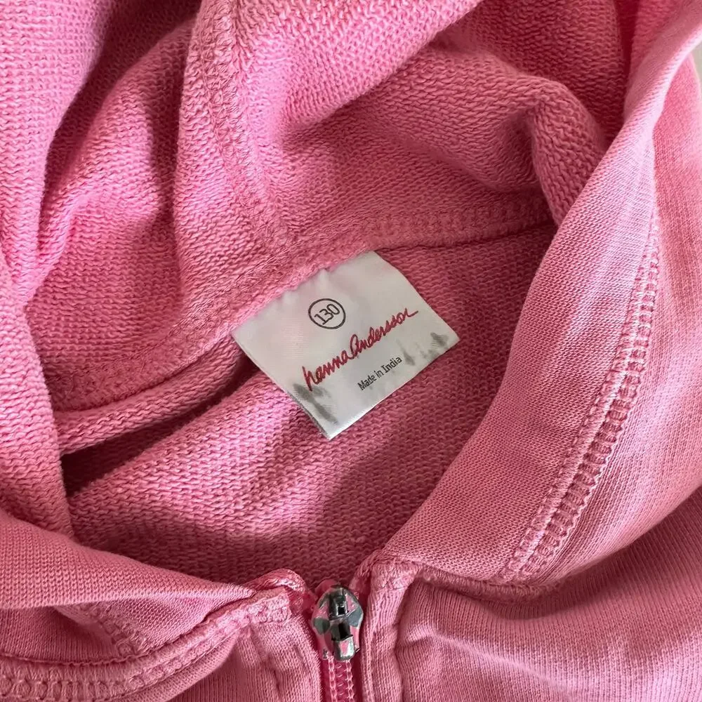 Hanna Andersson Pink Zip Hoodie - Size 8 - Some Flaws
